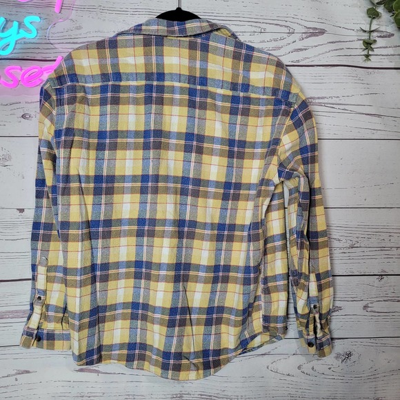 ASOS Yellow Blue Plaid Long Sleeve Button Down Shirt Shacket Oversized Womans XS - Picture 2 of 5